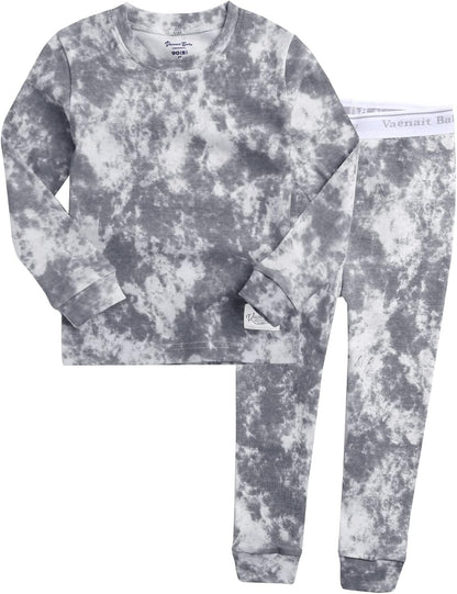 VAENAIT BABY 12M-12Y Toddler Kids Boys Girls 100% Cotton Marbling Tiedye Sung Fit Sleepwear Pajamas