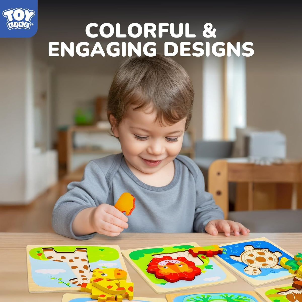 TOY Life Wooden Puzzles for Toddlers 2-4, Montessori Toys for 1 2 3 Year Old Toddler Boys Girls