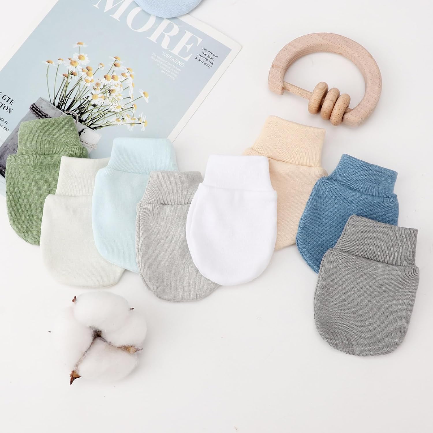 Newborn Baby Mittens No Scratch Cotton Elastic Wrist Gloves Infant Toddler Mittens for Baby Boy