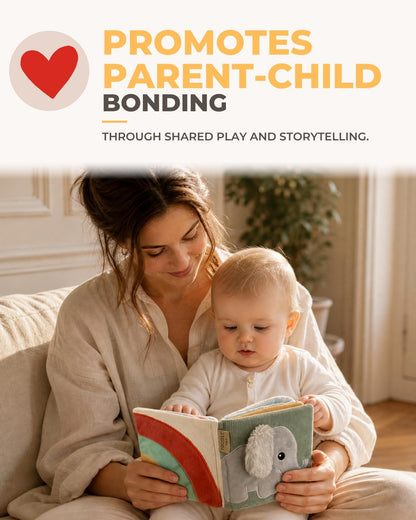 Toodly Soft Baby Book with Mirror - Crinkle Cloth Sensory Book, 0-18 Months