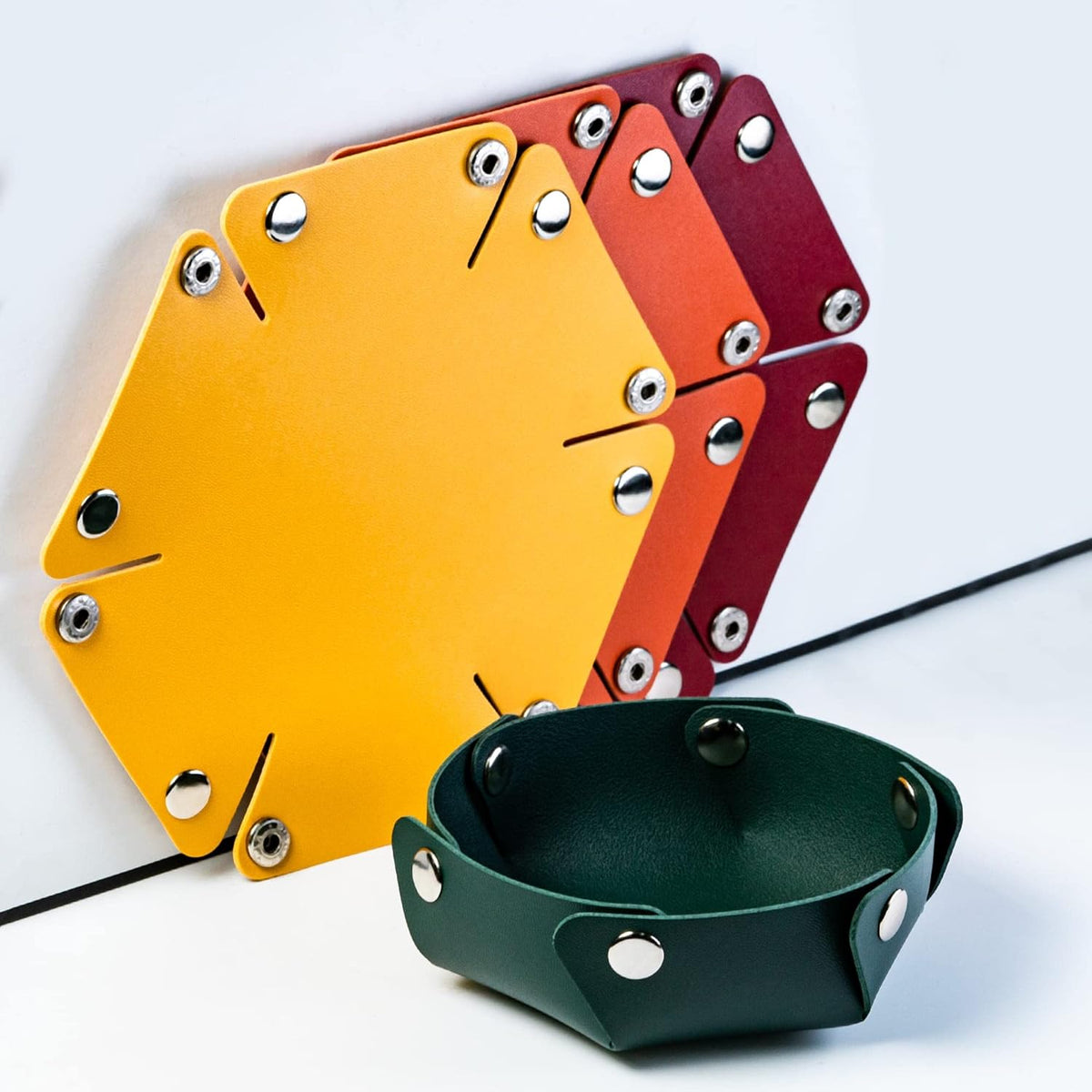 4 Pieces Small Dice Case & Dice Storage Box PU Leather Folding Round Dice Holder for Store