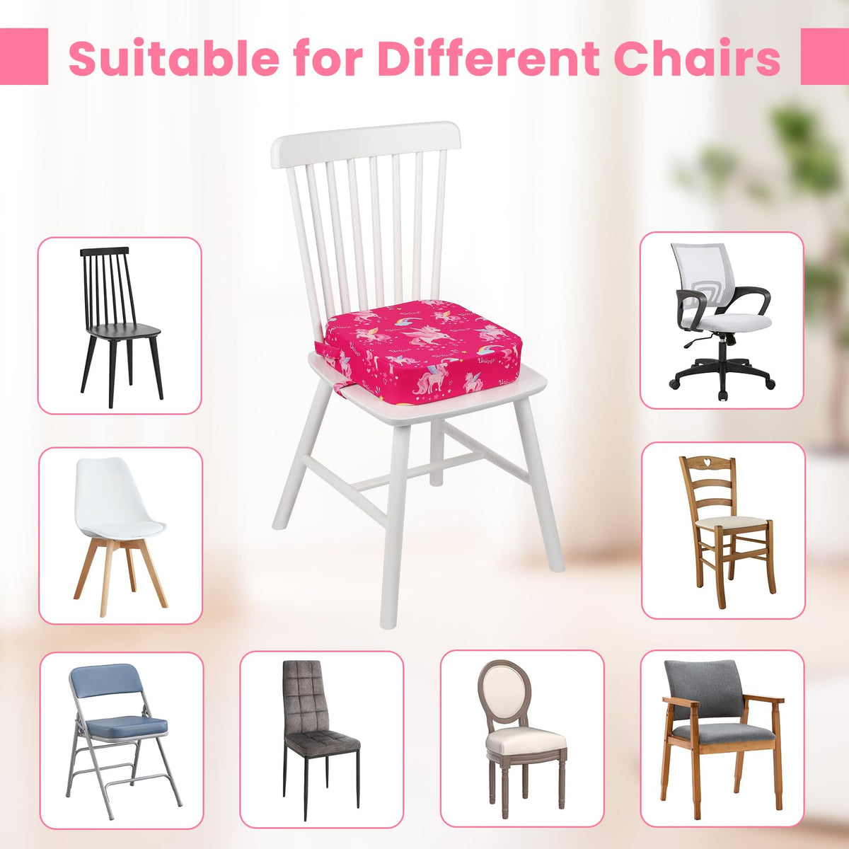 Toddler Booster Seat for Dining Table Kitchen Chair, 4" Kid Booster Cushion