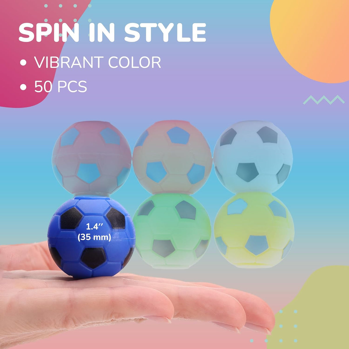 Entervending Spinner Balls 1.4''- Mini Fidget Spinner Soccer Balls - Soccer Party Favors Classroom