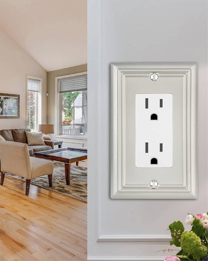 4-Pack Decorator Wall Plate, for Dimmer Switch, GFCI Outlet and Receptacal, Satin Nickel Outlet