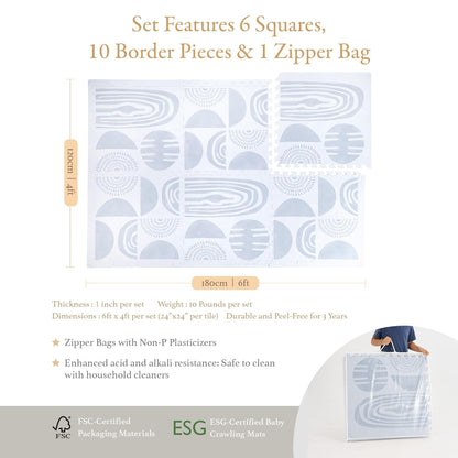 Super 1 Inch Thick Premium Quality Exercise & Baby Foam Play Mats - Expandable & Large Non-Toxic