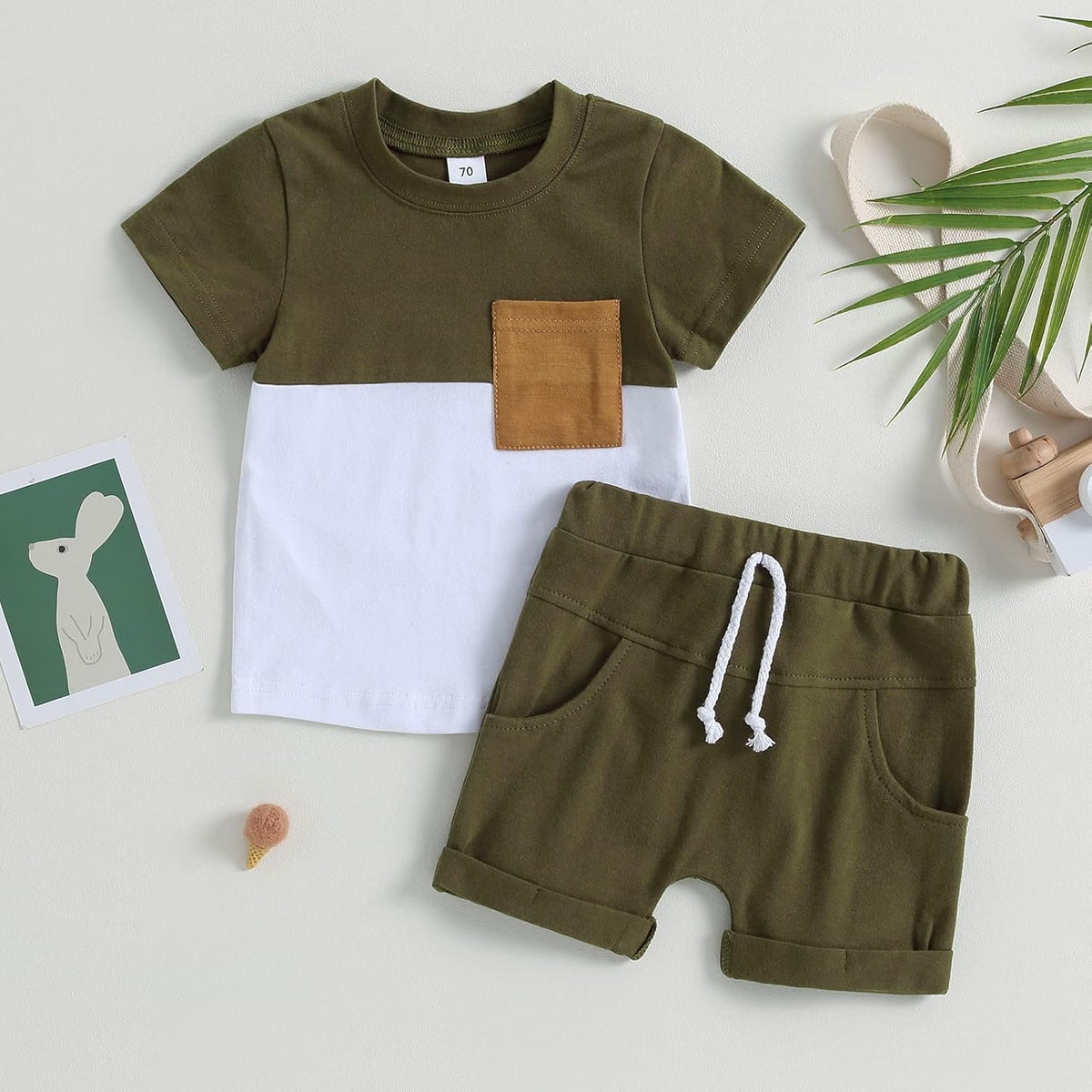 fhutpw Baby Toddler Boy Clothes Summer Outfits 6 12 18 24 Months Patchwork Short Sleeve T Shirt &