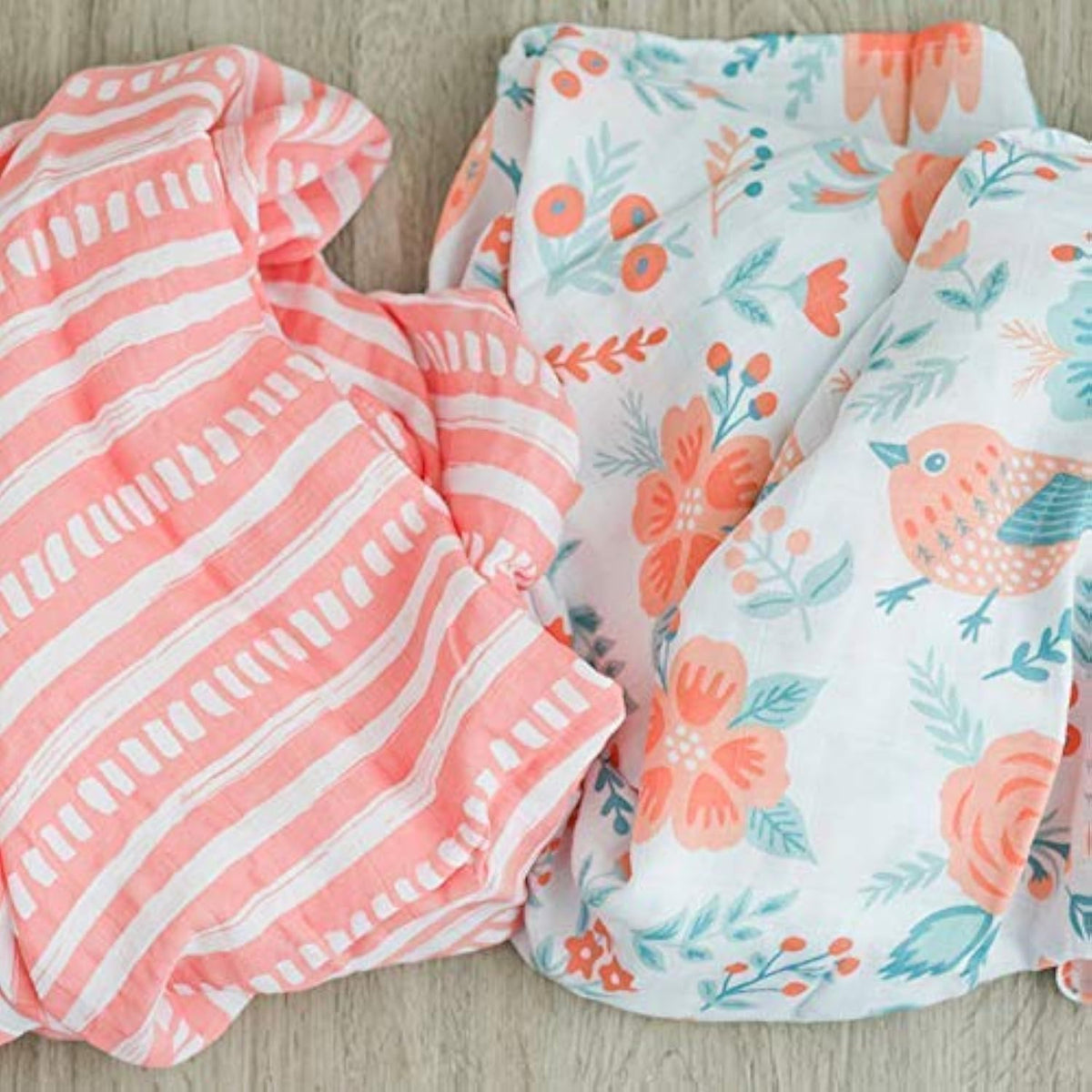 GRACED SOFT LUXURIES Muslin Swaddle 2 Pack Softest Floral Swaddle Blanket (Sunrise Bloom)