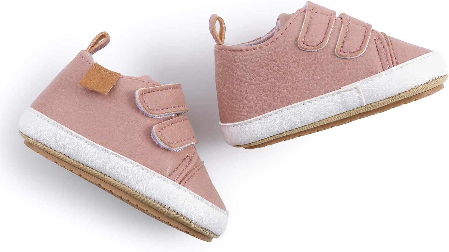 SOFMUO Baby Boys Girls High Top Ankle PU Leather Sneakers Soft Rubber Sole Infant Moccasins Newborn