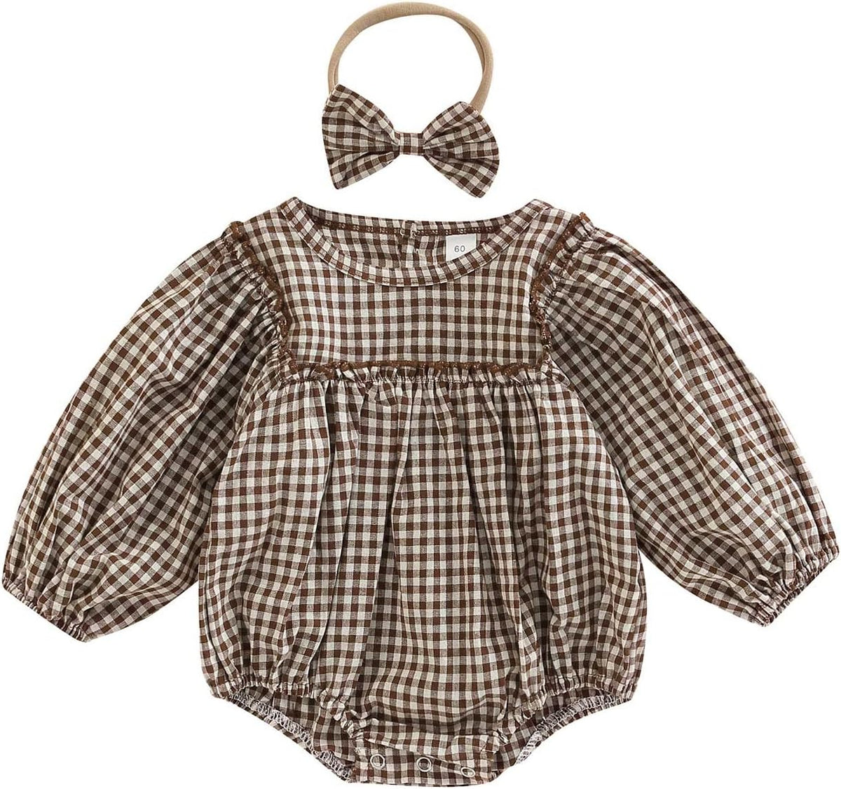 Douhoow Infant Baby Girl Plaid Romper Baby Sweatshirt Romper Ruffle Festival Clothes Fall Winter