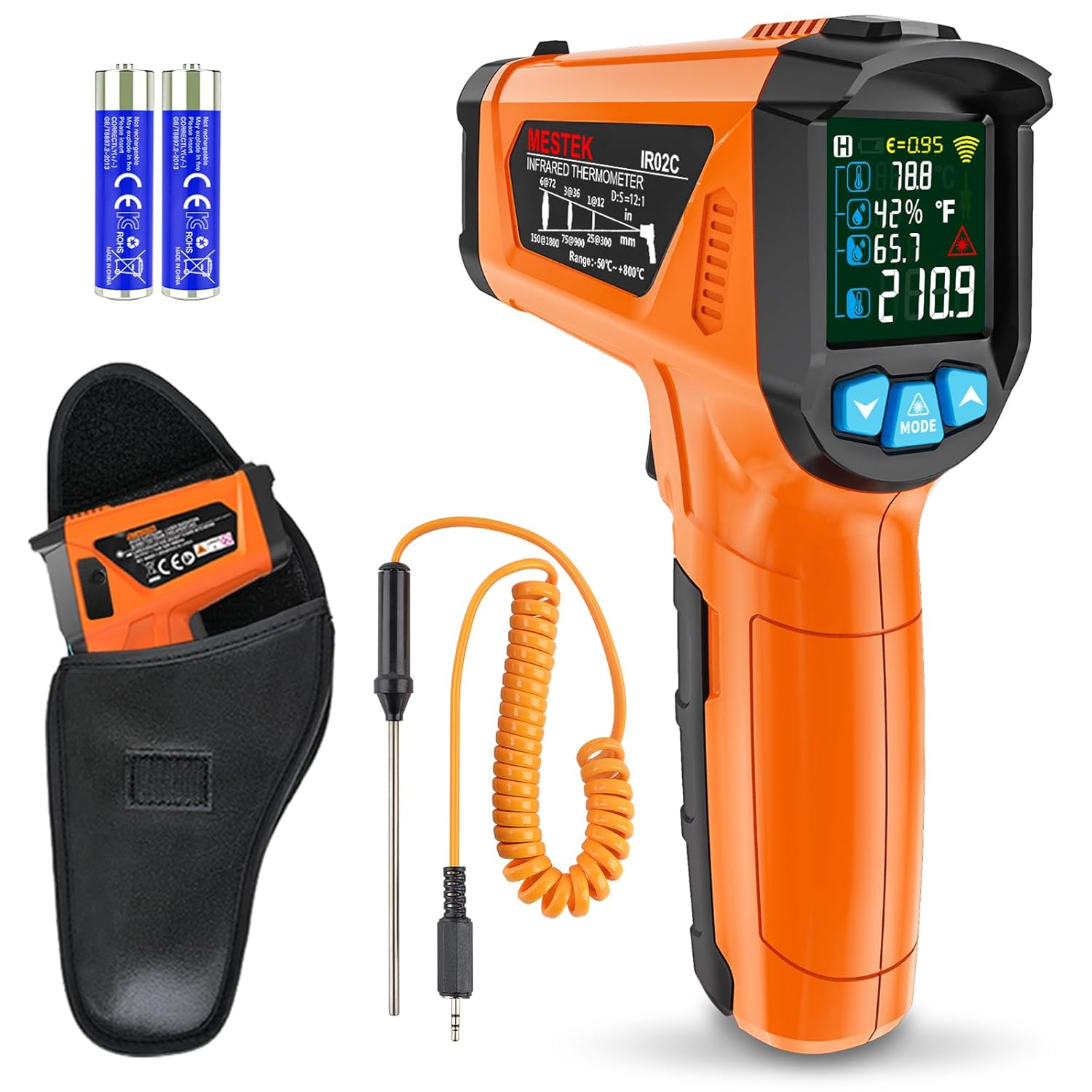 MESTEK Infrared Thermometer Gun, Non Contact Digital Laser Thermometer Temperature Gun with Color