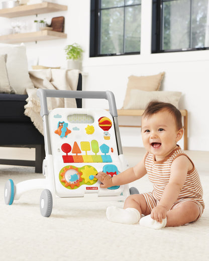 Skip Hop Baby Walker 4-in-1 Sit to Stand Convertible Light Up Walker with 40+ Activities Explore &
