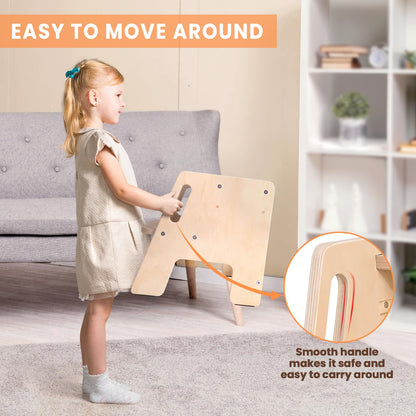 Toddler Step Stool, Wooden Height-Adjustable 2-Step Stool for Kids, Potty Training Stool with