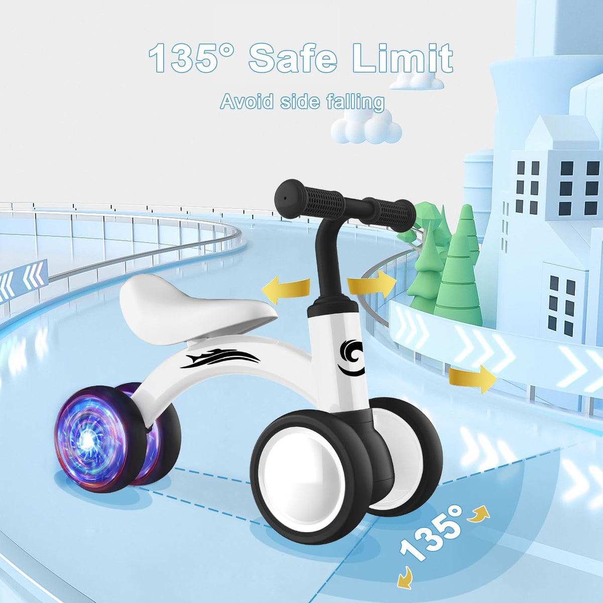 Colorful Lighting Baby Balance Bike Toys for 1 Year Old Boy Girl Gifts, 10-36 Month Toddler Balance