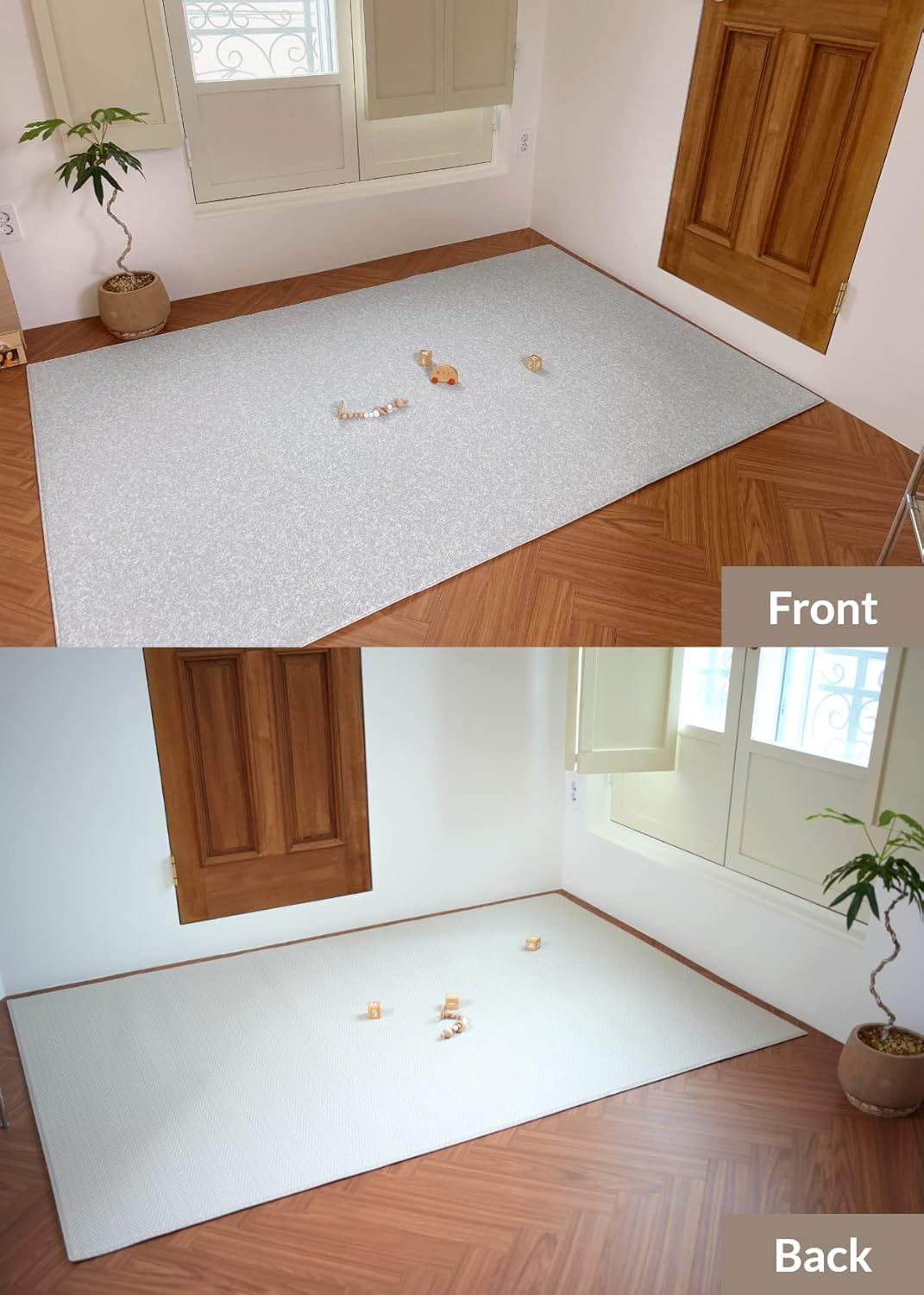 Baby Care Play Mat (Large, Hygge - Spore & Wooden) 82'' x 55'' Original One-Piece Reversible