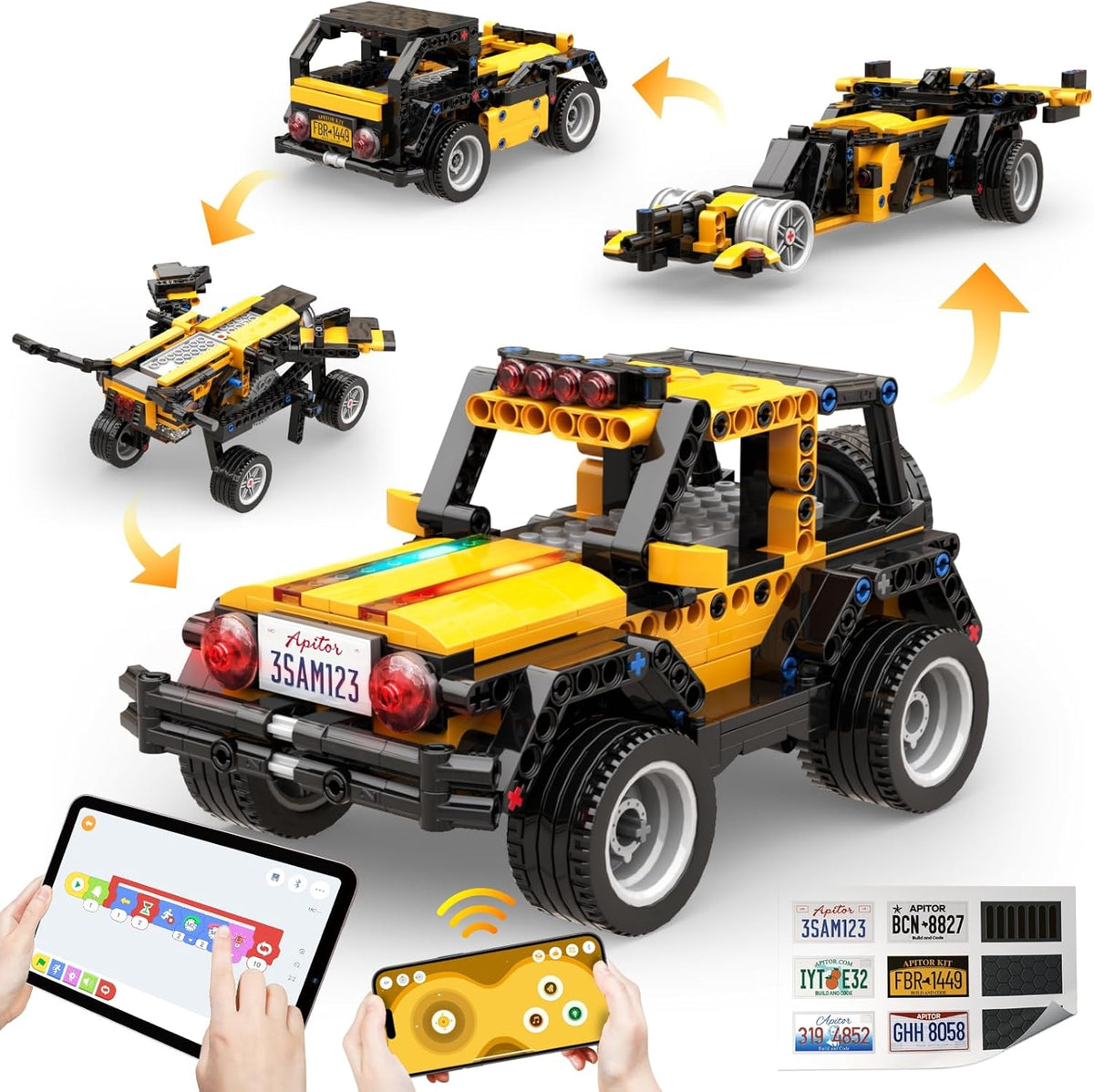Robot R 4-in-1 Robot Building Kit, APP Remote Control STEM Coding Toys, Educational Gifts for Boys