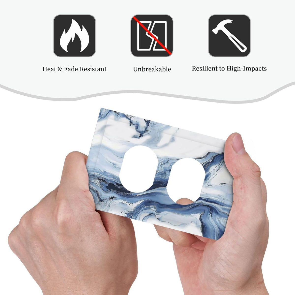 Outlet Covers White Marble Navy Blue Line Fluid 1 Gang Duplex Light Switch Cover Decorative Switch