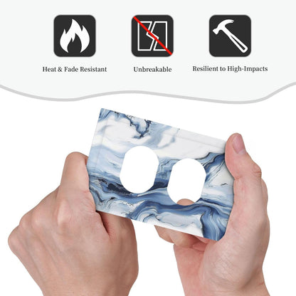 Outlet Covers White Marble Navy Blue Line Fluid 1 Gang Duplex Light Switch Cover Decorative Switch