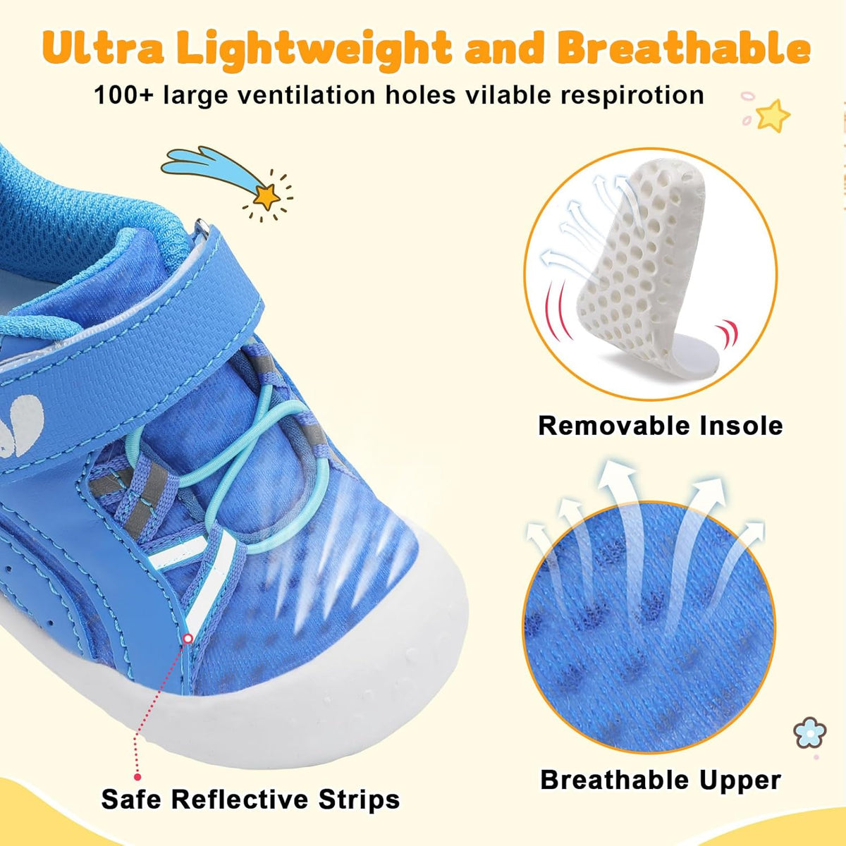 FEETCITY Wide Baby Shoes Boys Girls Baby Barefoot Shoes Breathable Infant Walking Shoe Crib Sock