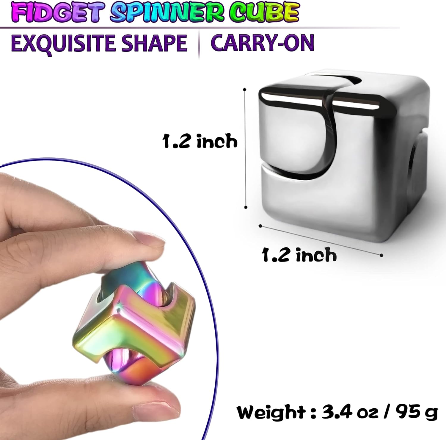 2pc Fidget Spinner Toys Cube Adults, Easter Basket Stuffers for Teens Metal EDC Cool Desk Gadgets