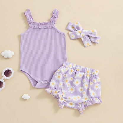 fhutpw Baby Girl Clothes Summer Cute Outfits 3 6 12 18 Months Spaghetti Strap Romper & Floarl
