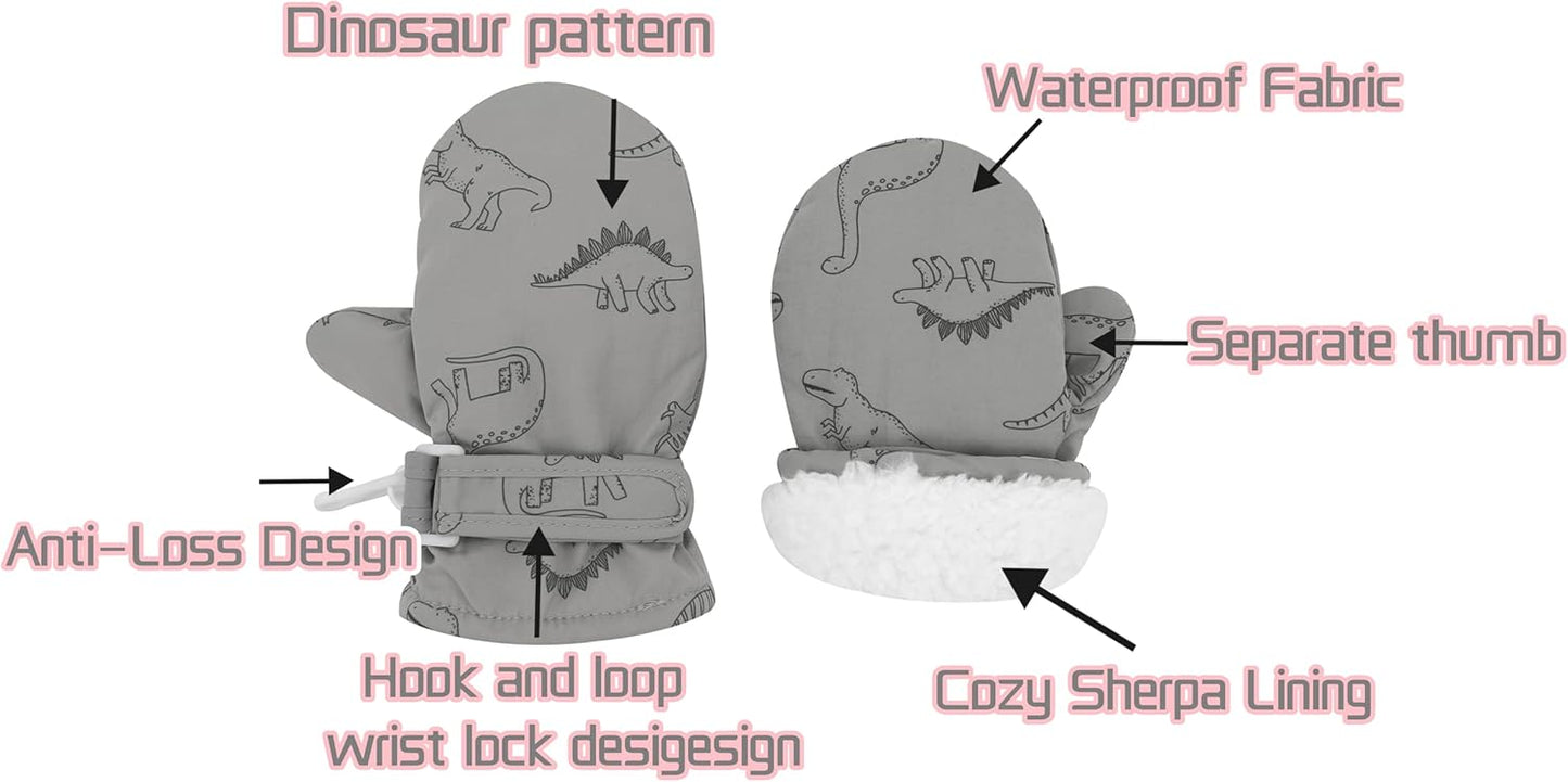 Toddler Gloves Kids Mittens Winter Warm Lined Fleece Gloves Waterproof Snow Baby Mitten for Boys