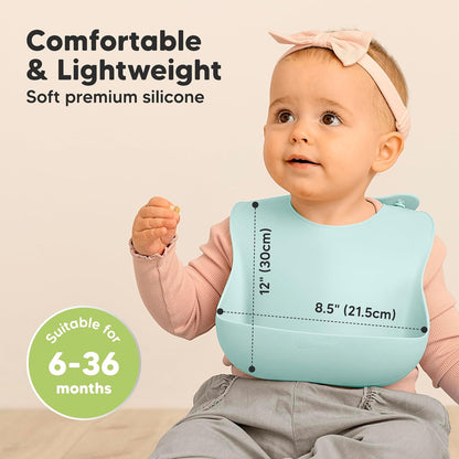 KeaBabies 2-Pack Silicone Baby Bibs for Eating - Sturdy Food-Grade Silicone Bibs for Babies Girl