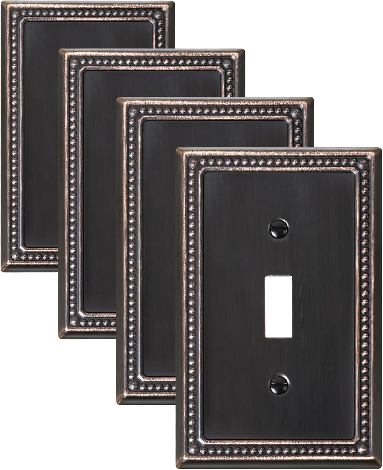4-Pack Single Toggle Light Switch Cover Plate, Pearls Decorative Switch Plate Covers, Aged Bronze 1