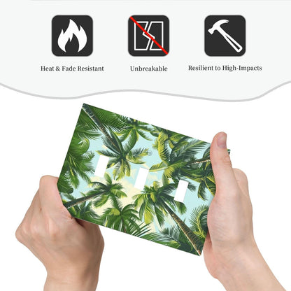 Summer Sky Coconut Palms Trees Green Plants Leaf Decorative Switch Plates 3 Gang Wall Plate Triple