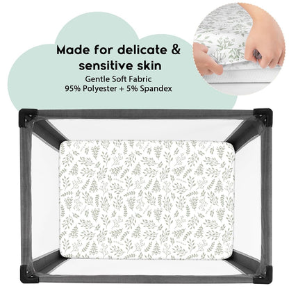 Yoofoss Pack and Play Sheets Fitted, Mini Crib Sheets 2-Pack for Pack N Play Mattress, Stretchy