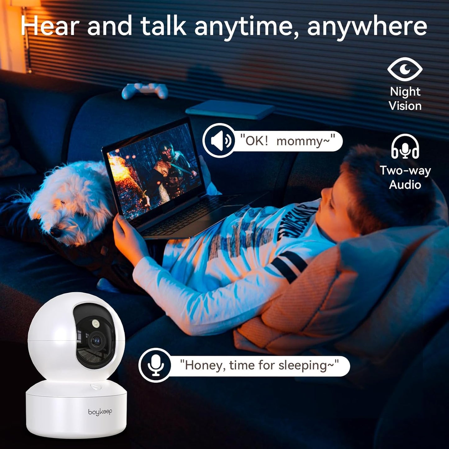 Indoor Camera - 2K Pet Camera, 5G/2.4GHz WiFi Cam for Baby Monitor with Phone App, 360° Pan & Tilt