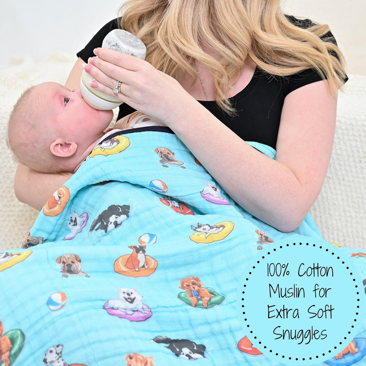 LollyBanks Muslin Blanket 100% Organic Cotton, Summer Muslin Quilt Lightweight, 6 Layers Baby