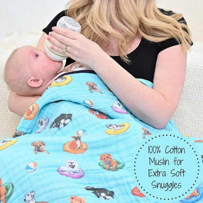 LollyBanks Muslin Blanket 100% Organic Cotton, Summer Muslin Quilt Lightweight, 6 Layers Baby