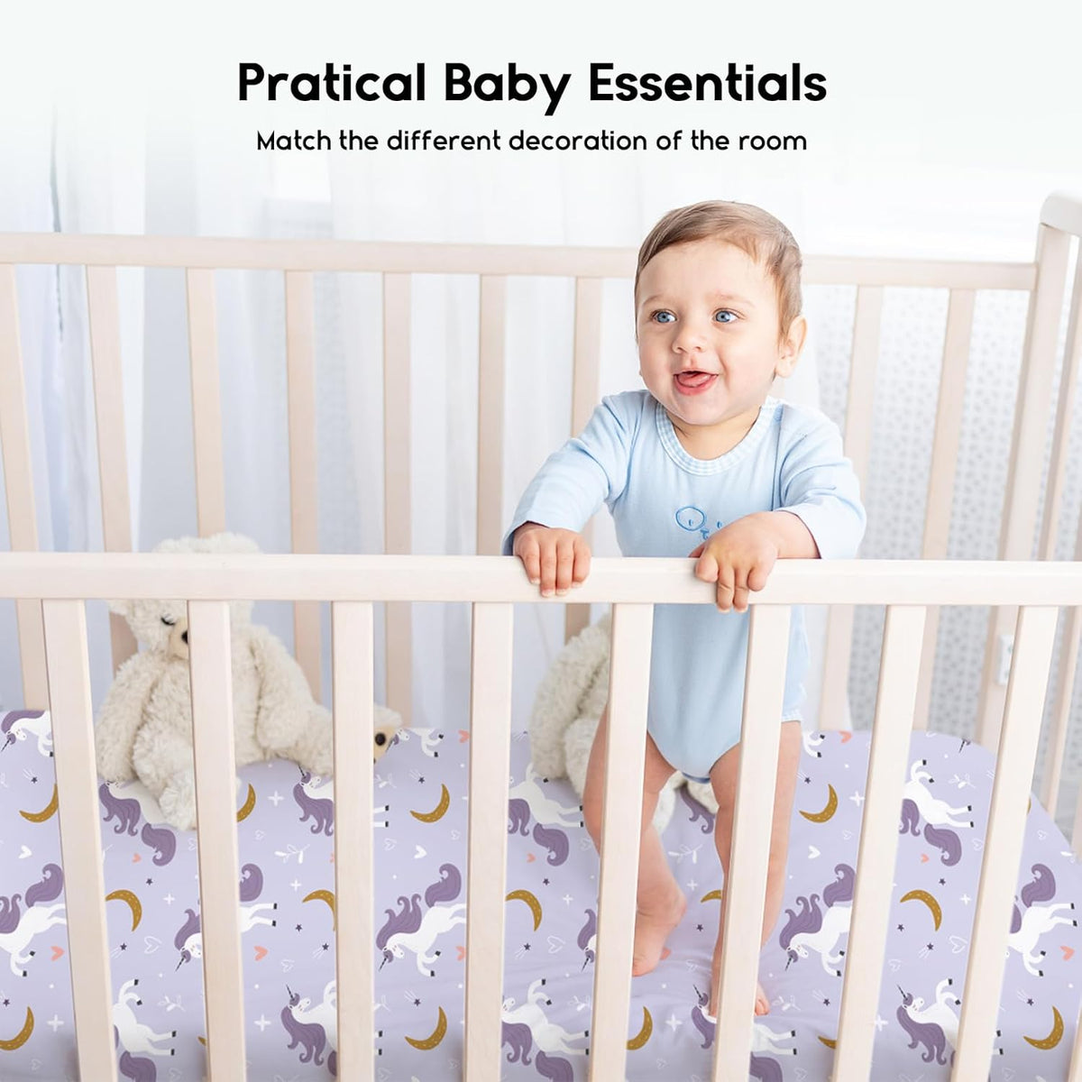 Yoofoss Baby Crib Sheets for Boys Girls, Fitted Crib Sheet 2 Pack for Standard Crib and Toddler