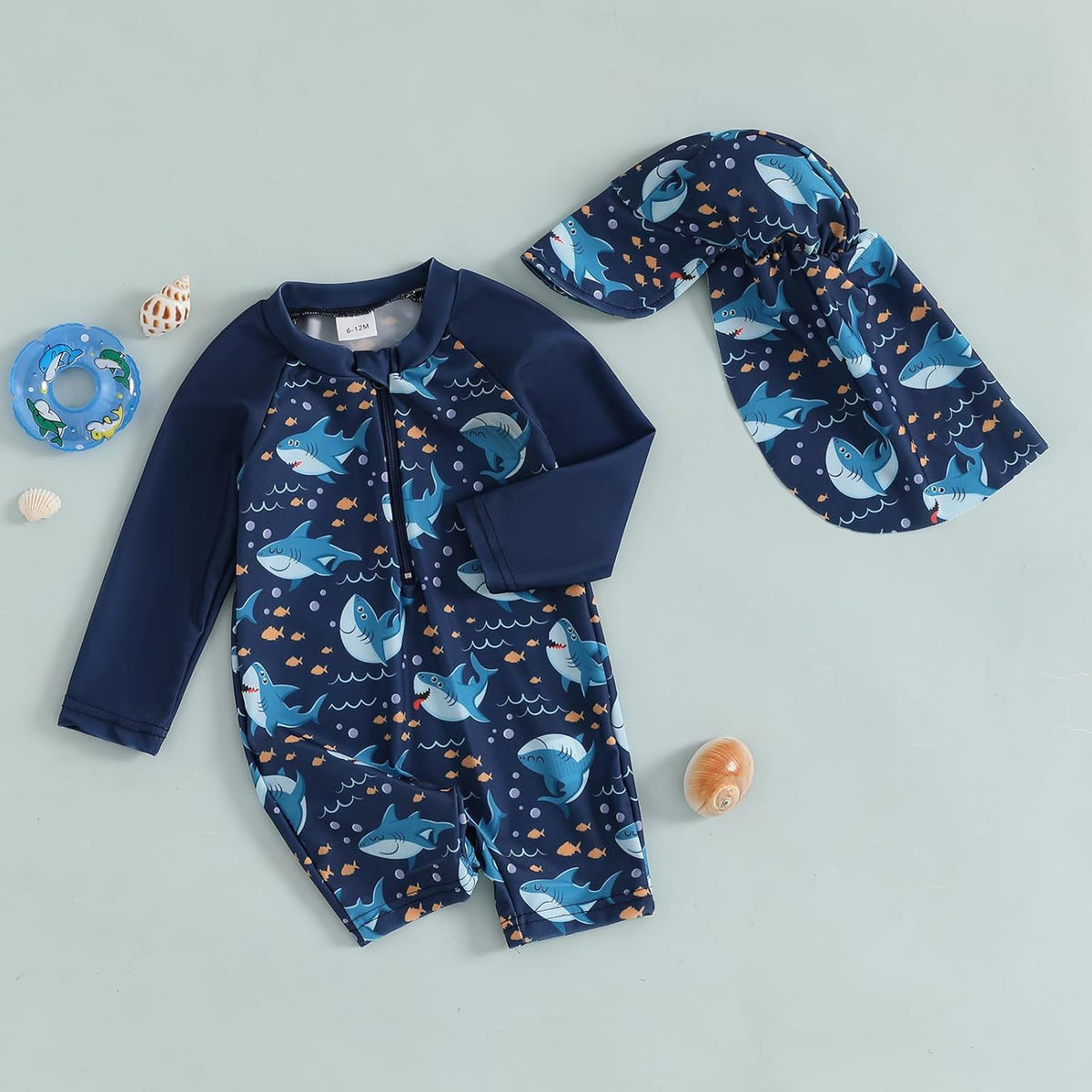 Hnyenmcko Baby/Toddler Boy Rash Guard Swimsuit Long Sleeve One Piece Zipper Swimwear Sunsuit Infant