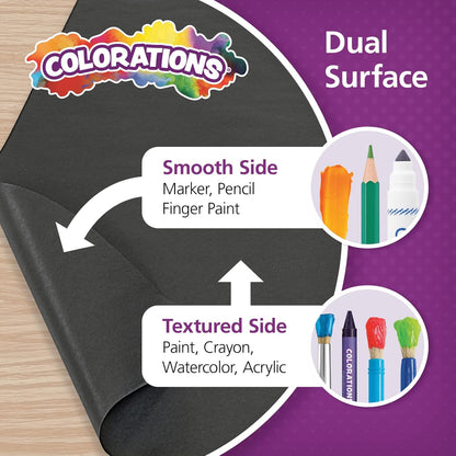 Colorations Dual Surface Paper Roll Classroom Supplies for Arts and Crafts Black (36" x 1000')
