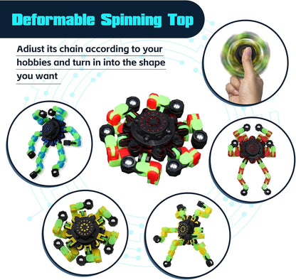 8Pcs Fidget Spinners Glow in The Dark, Fingertip Gyro DIY Deformable Robot Funny Sensory Fidget