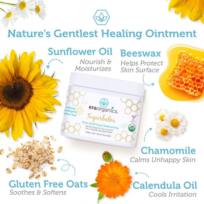 Era Organics Healing Ointment for Babies - USDA Certified Organic Natural Moisturizer Gentle on