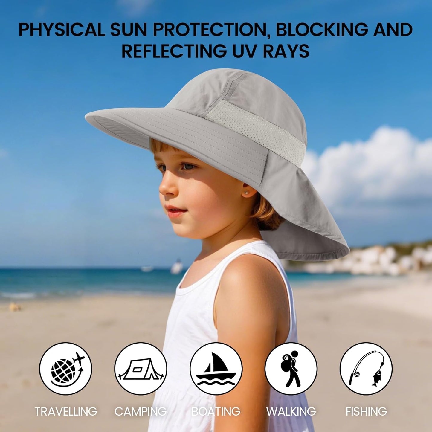 Baby Sun Hat with Neck Flap for Sun Protection Toddler Beach Hat UPF 50+ Outdoors 0-6 Years Boys