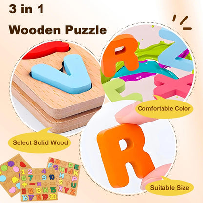 Wooden Puzzles for Toddlers 3-5, Boys & Girls, Montessori Toddler