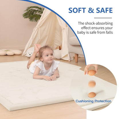 Baby Play Mat for Floor,1.3" Thick Memory Foam Tummy Time Mat for