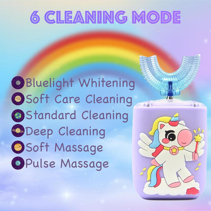 Kids Electric Toothbrush, U Shaped Toothbrush Kids Sonic Automatic Brush with Cup 5 Brush Head 6