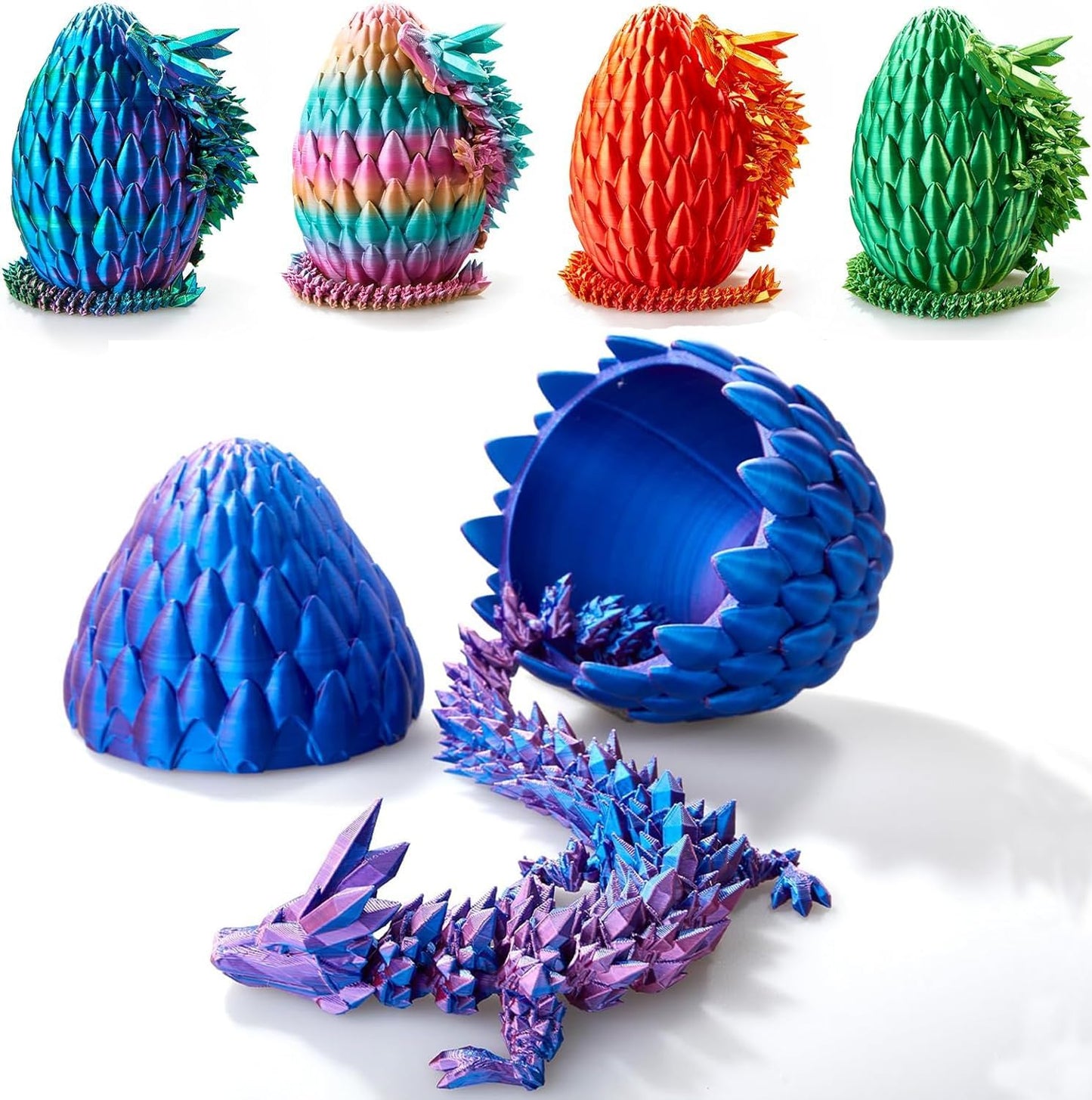 12inch 3D Printed Dragon Egg,Mystery Crystal Dragon Fidget Toys,Articulated Dragon,Home Desk Decor