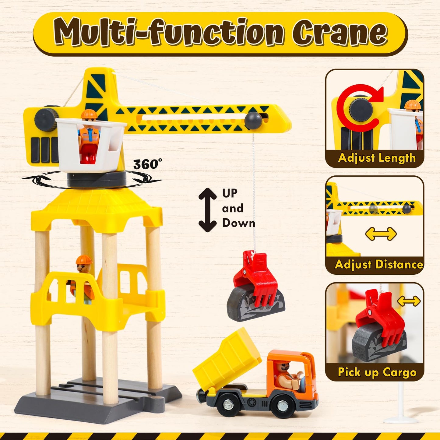 Lehoo Castle Wooden Train Set, Construction Toys for 3 Year Old Boys