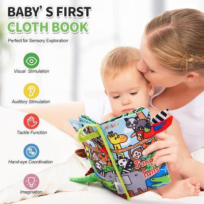 Jollybaby Crinkle Books for Babies, Sensory Soft Touch and Feel Baby Toys for 0-6 Months Infants