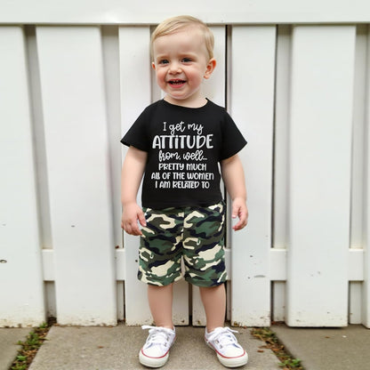 wdehow Toddler Kids Baby Boy Summer Clothes Sets 1T 2T 3T 4T 5T Letter Print Short Sleeve Tops