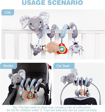 Jollybaby Baby Car Seat Stroller Toys, Plush Activity Hanging Spiral Activity Pram Crib with Music