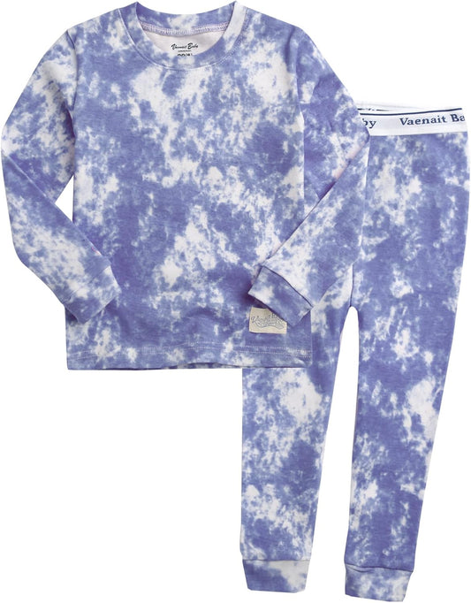 VAENAIT BABY 12M-12Y Toddler Kids Boys Girls 100% Cotton Marbling Tiedye Sung Fit Sleepwear Pajamas