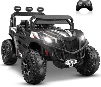 ANPABO 24V 4X4 Ride on Car Truck w/Remote Control, 4WD/2WD Switchable Kids UTV, 19" Spacious Seat