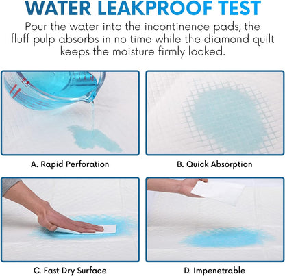Healqu Disposable Underpads - Incontinence Bed Chux Pads for Adults, Kids, Elderly, and Pets