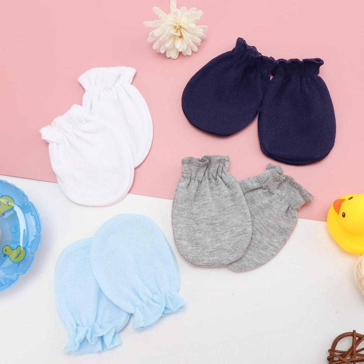 Newborn Baby Mittens No Scratch Cotton Elastic Wrist Gloves Infant Toddler Mittens for Baby Boy